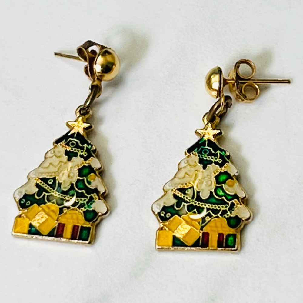 VINTAGE Christmas Tree Earrings